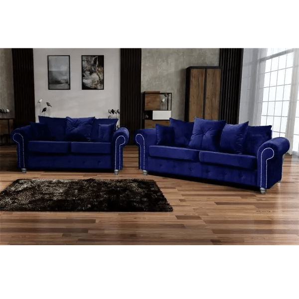 ASHWIN BLUE Plush Velvet Sofa Set - Style HeavenASHWIN BLUE Plush Velvet Sofa SetsofasStyle HeavenStyle HeavenASH3+2BLUE5061028323200
