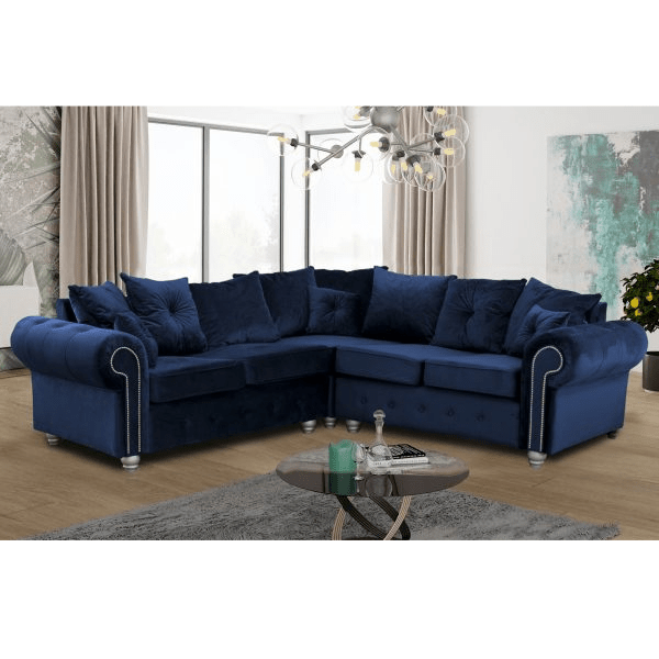 ASHWIN PLUSH VELVET CORNER SOFA - Style HeavenASHWIN PLUSH VELVET CORNER SOFAsofasStyle HeavenStyle HeavenASHCORNERBLUE5061028323187