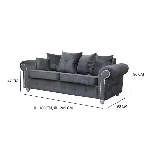 ASHWIN PLUSH VELVET GREY SOFA SET - Style HeavenASHWIN PLUSH VELVET GREY SOFA SETsofasStyle HeavenStyle HeavenASH3+2GREY5061028323194