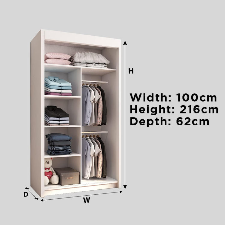 CHICAGO 2&3 Sliding Doors WARDROBE in Matt Finish 7 Sizes & 4 Colours - Style HeavenCHICAGO 2&3 Sliding Doors WARDROBE in Matt Finish 7 Sizes & 4 ColoursWARDROBESStyle HeavenStyle HeavenCHICAGO90B506102832138190cm