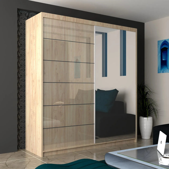 INFINITY High Gloss Sliding Doors WARDROBE in 3 Sizes & 4 Colours - Style HeavenINFINITY High Gloss Sliding Doors WARDROBE in 3 Sizes & 4 ColoursWARDROBESStyle HeavenStyle Heaveninfinity150OAK5061028322869Oak