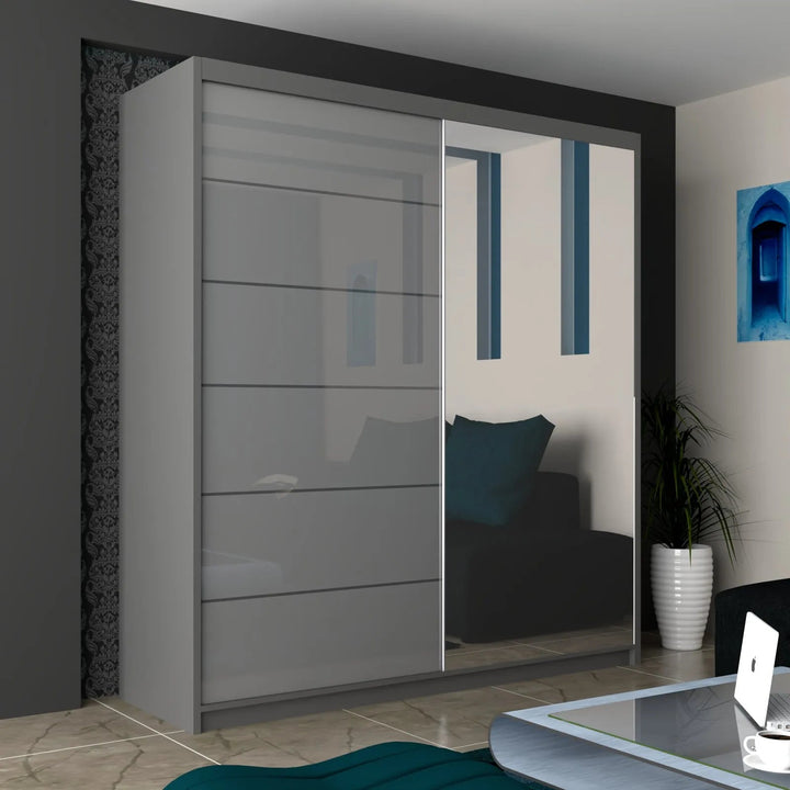 INFINITY High Gloss Sliding Doors WARDROBE in 3 Sizes & 4 Colours - Style HeavenINFINITY High Gloss Sliding Doors WARDROBE in 3 Sizes & 4 ColoursWARDROBESStyle HeavenStyle Heaveninfinity150GREY5061028322838Grey
