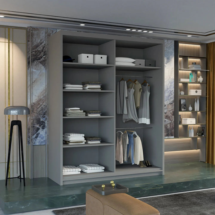 MARIKA Sliding Doors WARDROBE in Matt Finish 4 Sizes & 4 Colours - Style HeavenMARIKA Sliding Doors WARDROBE in Matt Finish 4 Sizes & 4 ColoursWARDROBESStyle HeavenStyle HeavenMARIKA120G5061028322494Grey