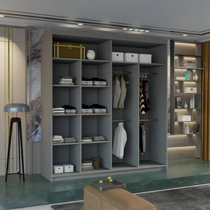 MARIKA Sliding Doors WARDROBE in Matt Finish 4 Sizes & 4 Colours - Style HeavenMARIKA Sliding Doors WARDROBE in Matt Finish 4 Sizes & 4 ColoursWARDROBESStyle HeavenStyle HeavenMARIKA120G5061028322494Grey