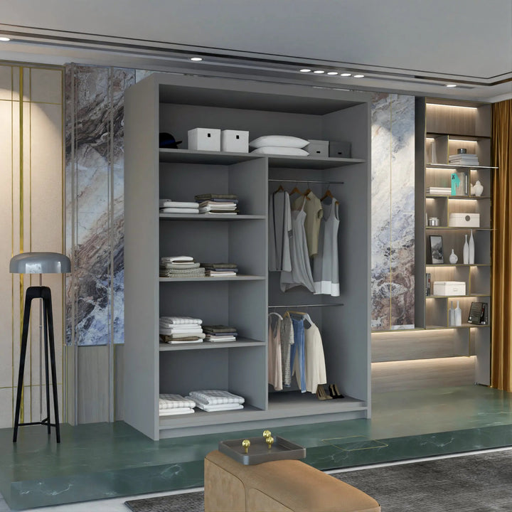 MARIKA Sliding Doors WARDROBE in Matt Finish 4 Sizes & 4 Colours - Style HeavenMARIKA Sliding Doors WARDROBE in Matt Finish 4 Sizes & 4 ColoursWARDROBESStyle HeavenStyle HeavenMARIKA120G5061028322494Grey