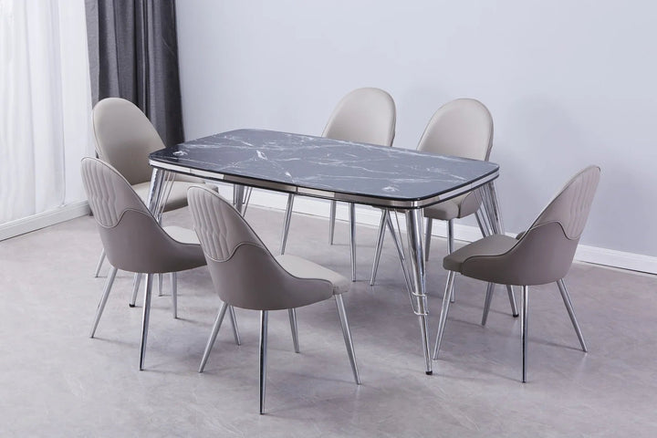 Nova Table and Vista Chair Set - Style HeavenNova Table and Vista Chair SetfurnitureStyle HeavenStyle HeavenNOVA - SIL - TABLE+6CHAIRS5061028325259Silver