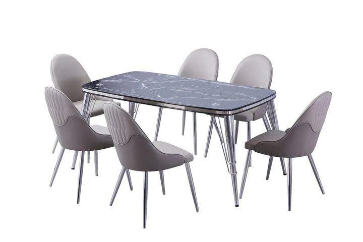 Nova Table and Vista Chair Set - Style HeavenNova Table and Vista Chair SetfurnitureStyle HeavenStyle HeavenNOVA - SIL - TABLE+6CHAIRS5061028325259Silver