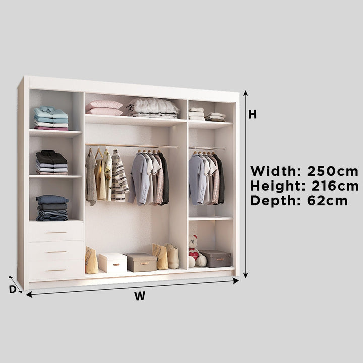 ROYAL 2&3 Sliding Doors WARDROBE in Matt Finish 3 Sizes & 4 Colours - Style HeavenROYAL 2&3 Sliding Doors WARDROBE in Matt Finish 3 Sizes & 4 ColoursWARDROBESStyle HeavenStyle HeavenROYAL250W5061028321978White