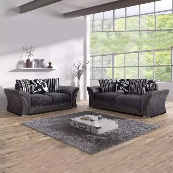 SHANNON 3+2 BLACK/GREY Sofa Set - Style HeavenSHANNON 3+2 BLACK/GREY Sofa SetsofasStyle HeavenStyle HeavenSHANNON3+2BLACK/GREY5061028323231