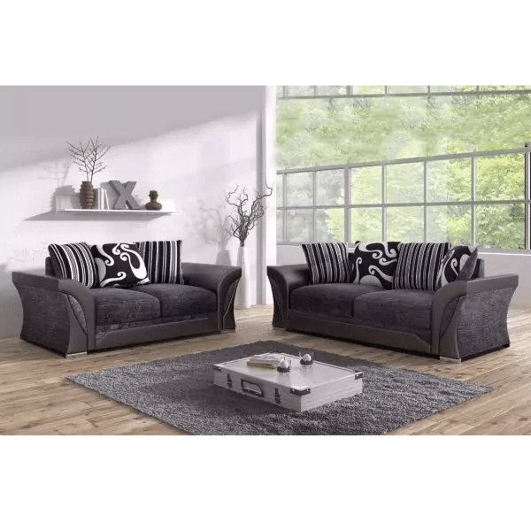 SHANNON 3+2 BLACK/GREY Sofa Set - Style HeavenSHANNON 3+2 BLACK/GREY Sofa SetsofasStyle HeavenStyle HeavenSHANNON3+2BLACK/GREY5061028323231