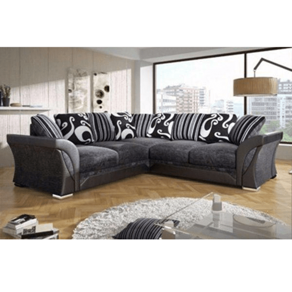 SHANNON CORNER SOFA IN BLACK/GREY - Style HeavenSHANNON CORNER SOFA IN BLACK/GREYsofasStyle HeavenStyle HeavenSHANNONCORNERSOFAB/G5061028323224
