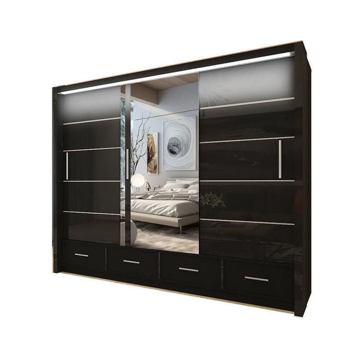 SYCILIA 2&3 High Gloss Sliding Doors WARDROBE 3 Sizes & 3 Colours - Style HeavenSYCILIA 2&3 High Gloss Sliding Doors WARDROBE 3 Sizes & 3 ColoursWARDROBESStyle HeavenStyle HeavenSYCILIA255B5061028322678255cm