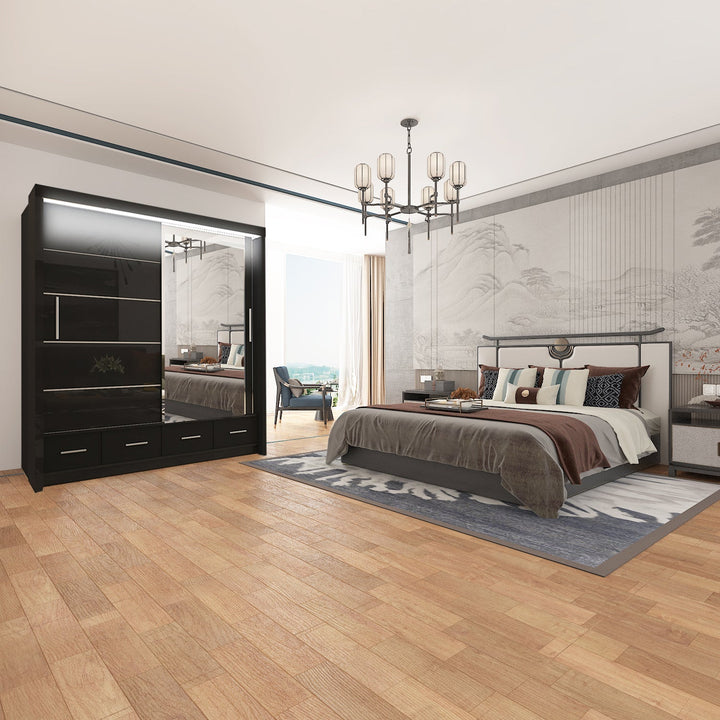 SYCILIA 2&3 High Gloss Sliding Doors WARDROBE 3 Sizes & 3 Colours - Style HeavenSYCILIA 2&3 High Gloss Sliding Doors WARDROBE 3 Sizes & 3 ColoursWARDROBESStyle HeavenStyle HeavenSYCILIA150B5061028322616150cm
